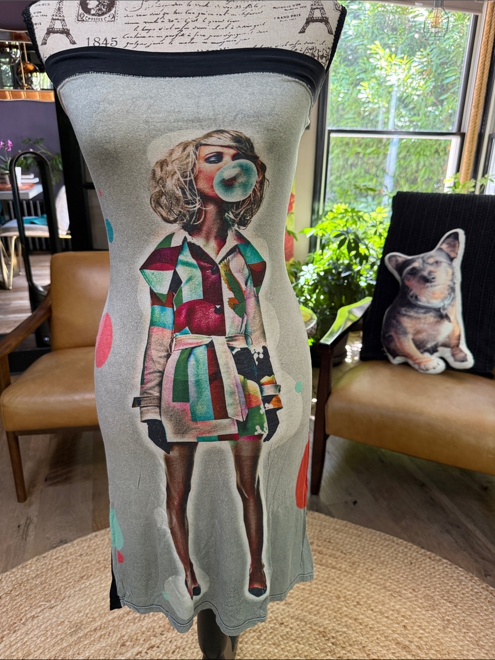 Custo Barcelona Strapless Dress with Vibrant Graphic